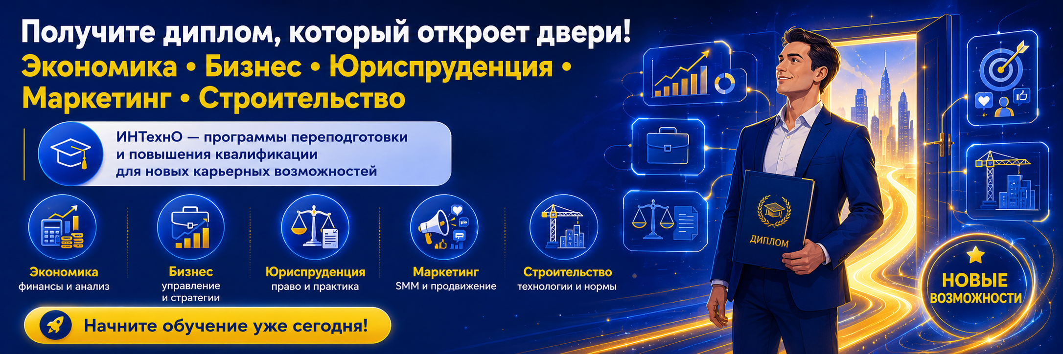 Программы ИНТехнО по экономике, бизнесу, юриспруденции, маркетингу и строительству